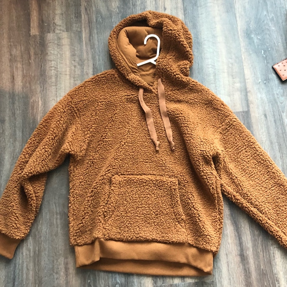 American Eagle camel Sherpa hoodie small